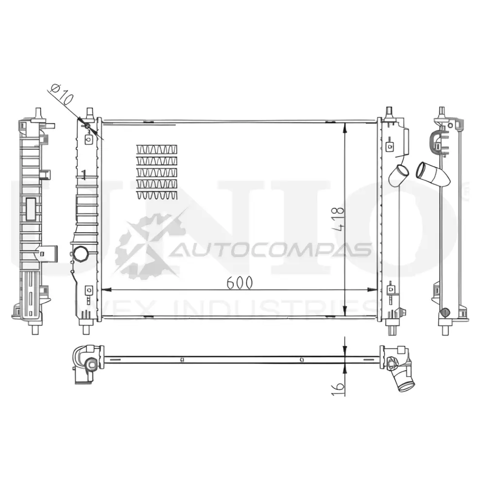 Радиатор охлаждения двигателя UNIO RAD-10129 1441316825 JRZ P3N0