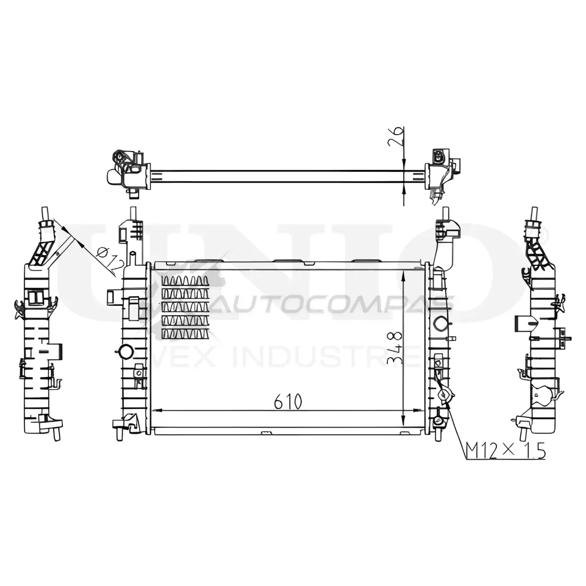 Радиатор охлаждения двигателя UNIO LC BI8J RAD-10114 1441316836