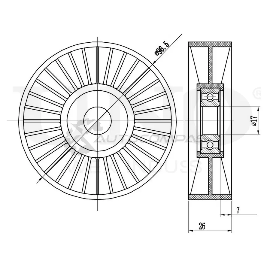 Ролик натяжной приводного ремня UNIO DWV PI TNS-10038 1441317278
