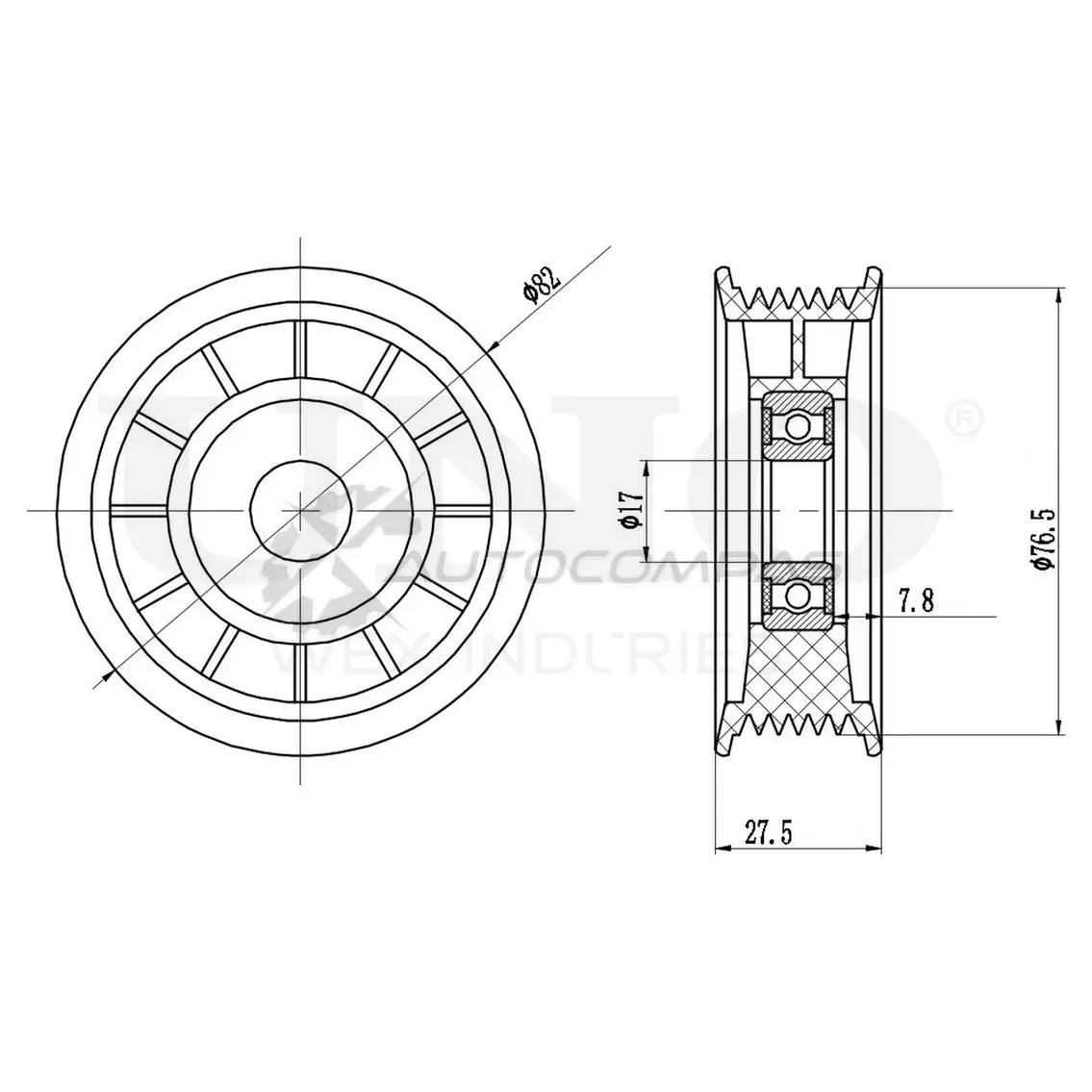 Ролик натяжной приводного ремня UNIO TNS-10283 OMUKQ7 7 1441317299