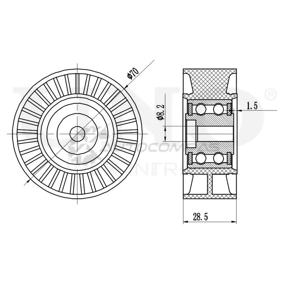 Ролик обводной приводного ремня UNIO TNS-10076 10MSU CS 1441317341