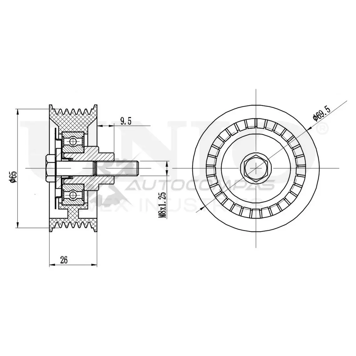 Ролик обводной приводного ремня UNIO TNS-10082 L3 N4P7C 1441317373