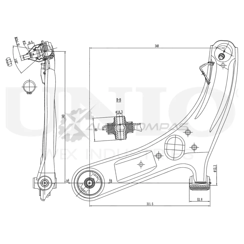 Рычаг подвески поперечный передний нижний левый UNIO 1XM2P L6 SSP-40092 1441317597