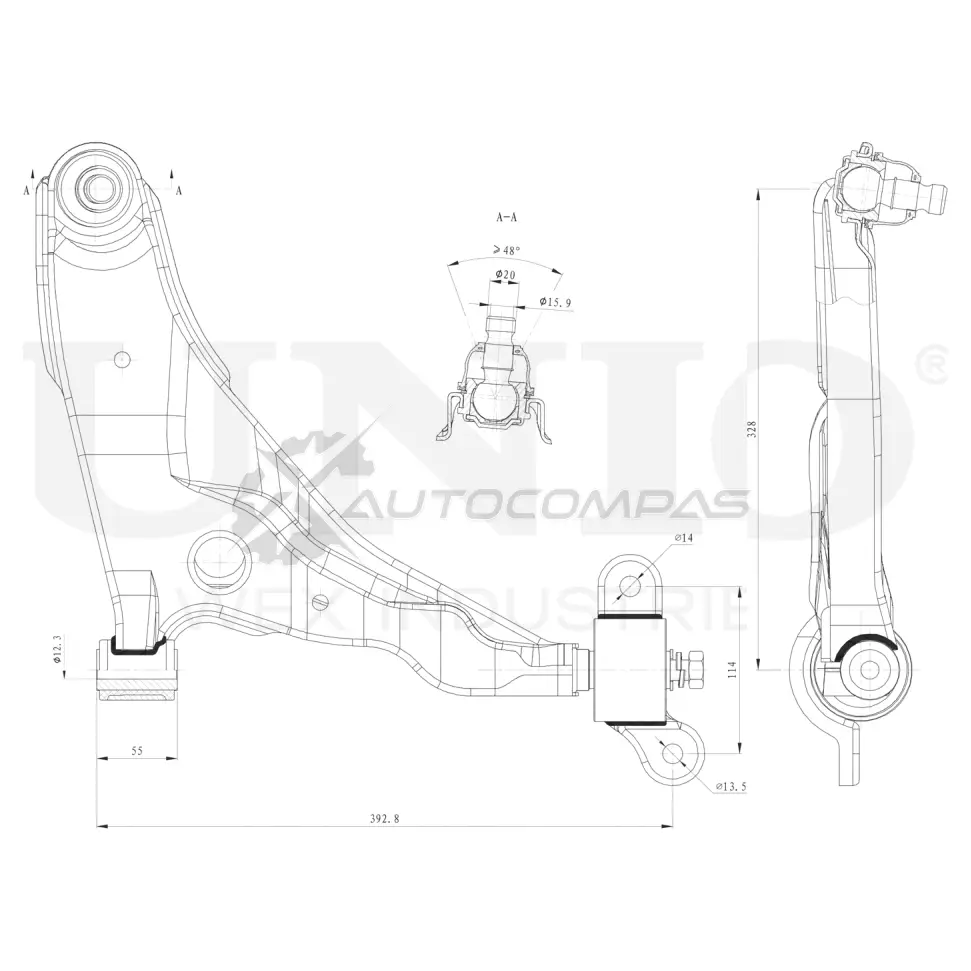 Рычаг подвески поперечный передний нижний правый UNIO 1441317659 VW2U N SSP-40134