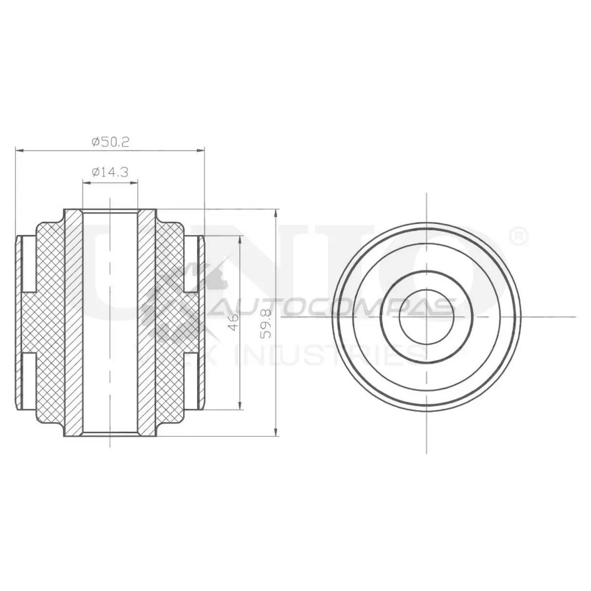 Сайлентблок заднего продольного рычага UNIO RMP-20380 1441317844 73M 0Q