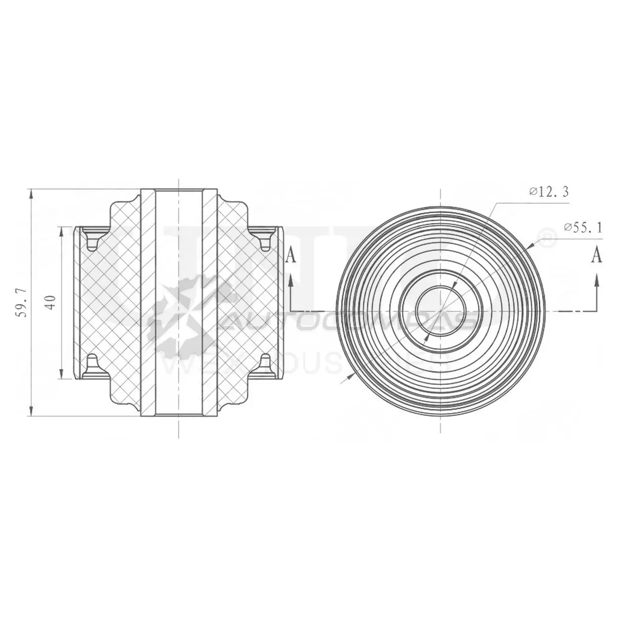 Сайлентблок заднего продольного рычага UNIO RMP-20393 1441317848 2OZ 1B2X