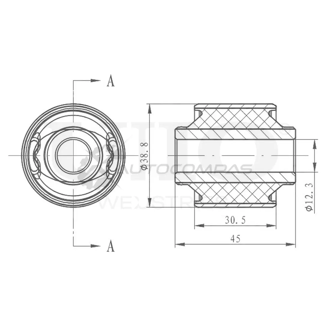 Сайлентблок задней продольной тяги UNIO 1441317945 HUH 9OE RMP-20260