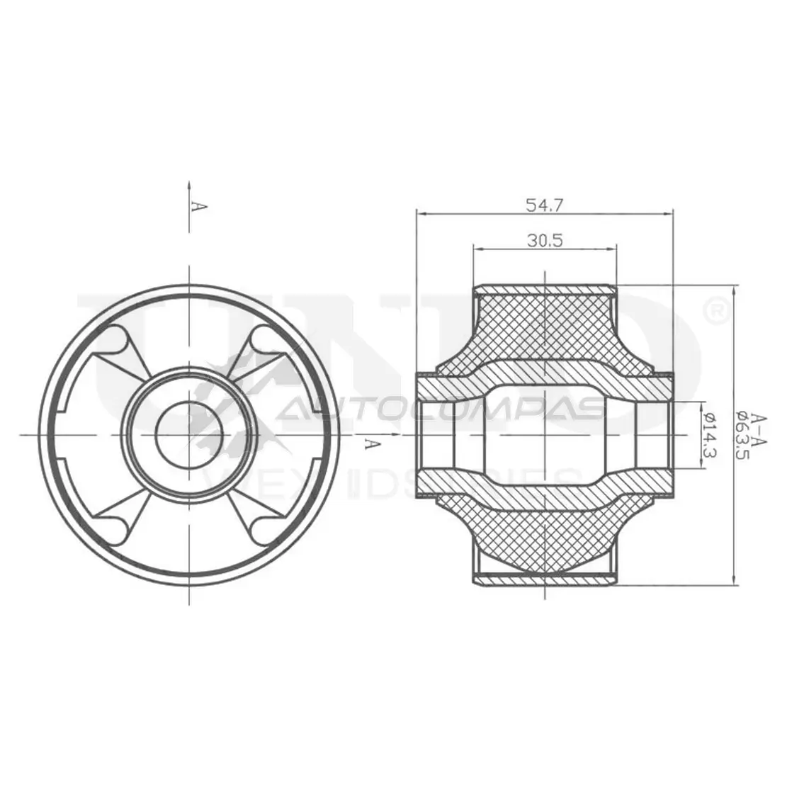 Сайлентблок задний переднего нижнего рычага UNIO RMP-20171 1441318044 PF GA8DW