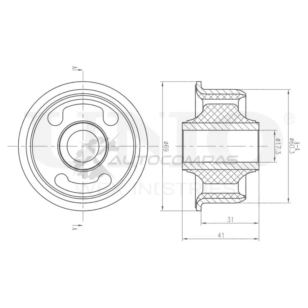 Сайлентблок задний переднего нижнего рычага UNIO 68C SJT RMP-20001 1441318105