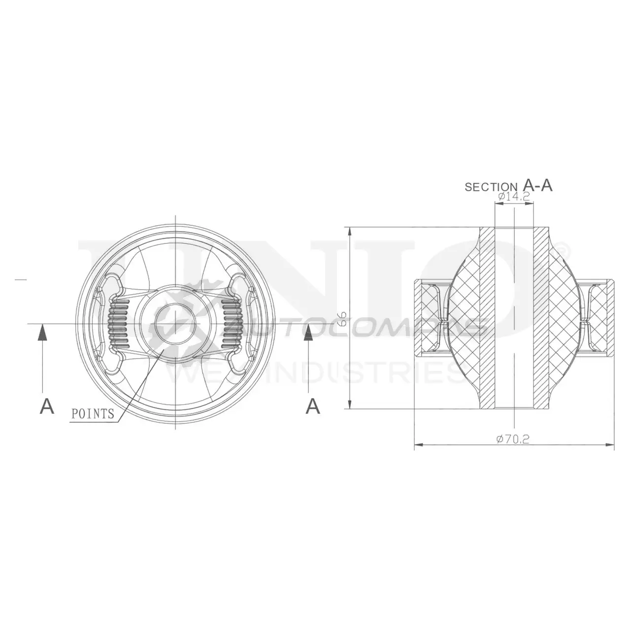 Сайлентблок задний переднего нижнего рычага UNIO RMP-20564 R S8PZ 1441318114