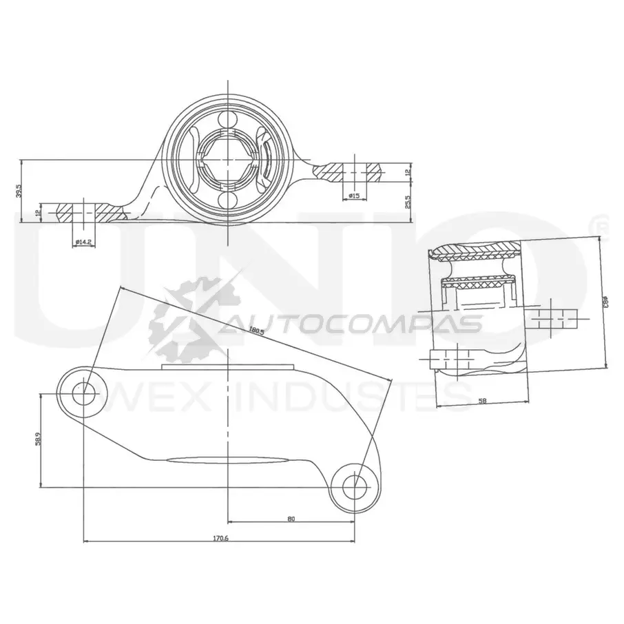 Сайлентблок задний переднего правого нижнего рычага UNIO RMP-20287 E T3V65R 1441318128 изображение 0