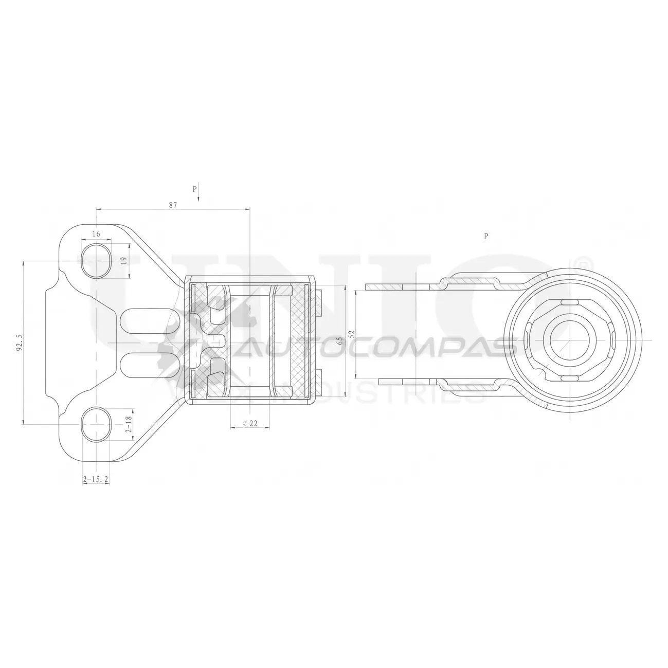 Сайлентблок задний правый переднего нижнего рычага UNIO RMP-20347 BC 8HJ3L 1441318135