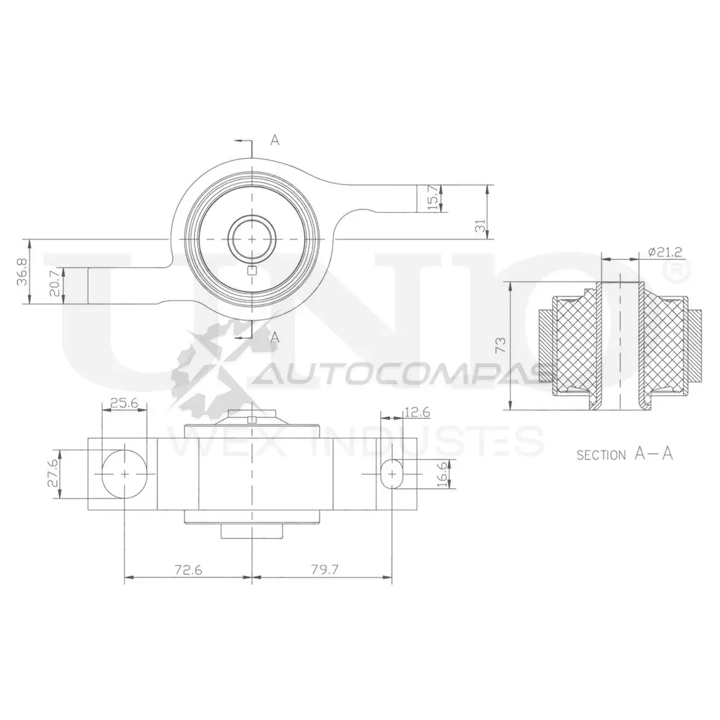 Сайлентблок задний правый переднего нижнего рычага UNIO XZ52 Z 1441318136 RMP-20111