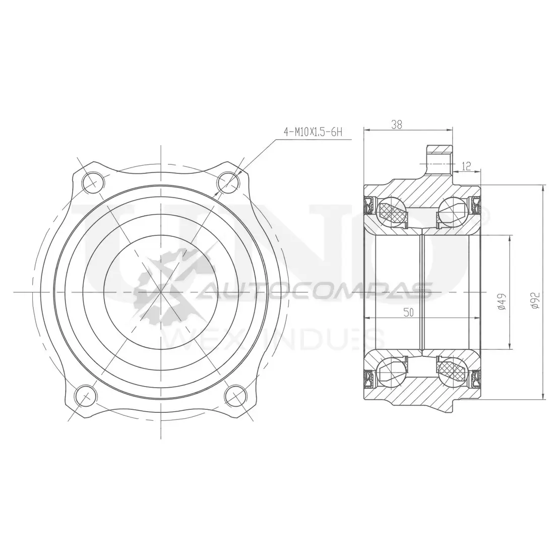 Ступица задняя (без ABS) UNIO DV176Z D 1441318655 HUB-20137