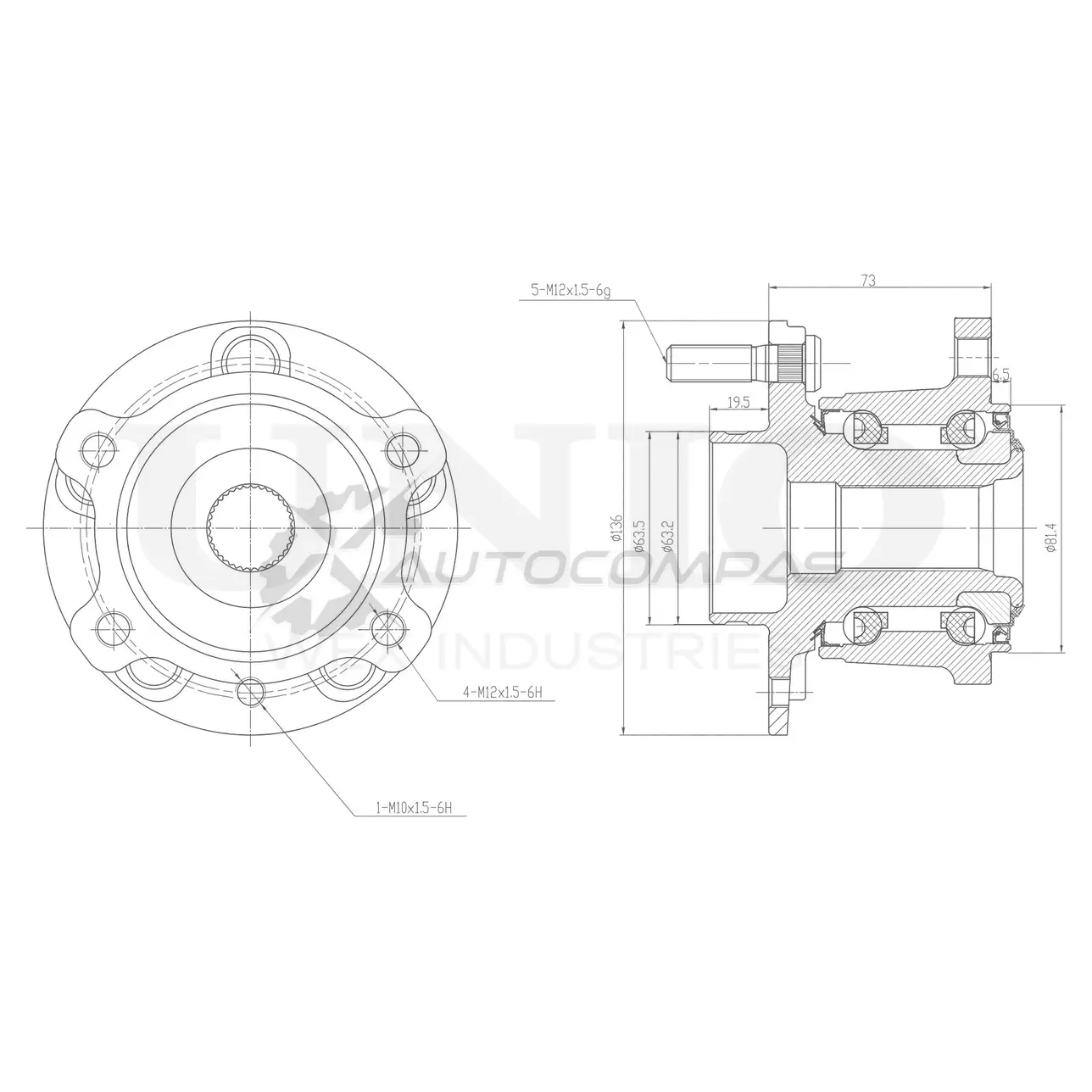 Ступица задняя (без ABS) UNIO 1441318657 4IG K9 HUB-20214