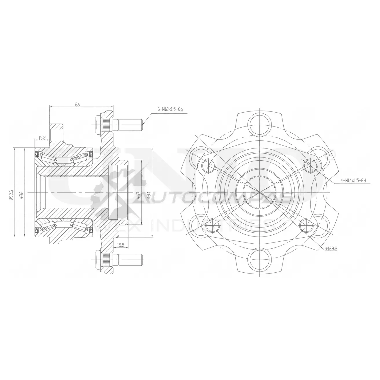 Ступица задняя (без ABS) UNIO HGE FM HUB-20085 1441318671 изображение 0