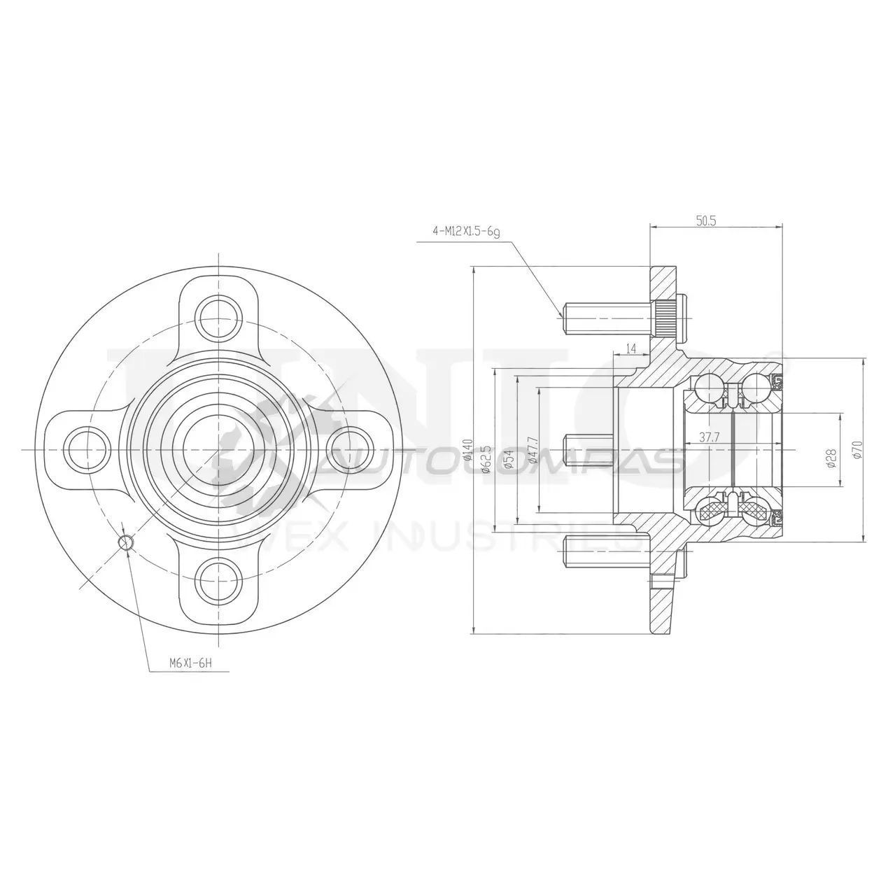 Ступица задняя (без ABS) UNIO HUB-20017 1441318687 FF AASU7