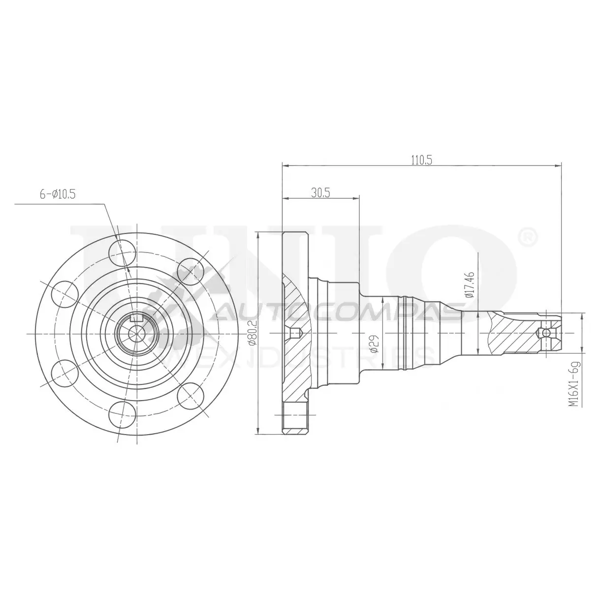 Ступица задняя (без ABS) UNIO ZL 1QOY 1441318696 HUB-20063 изображение 0