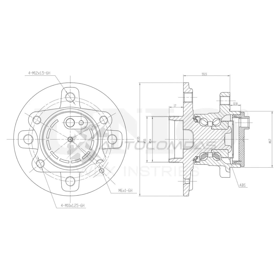 Ступица задняя (с ABS) UNIO NB8RTW F 1441318709 HUB-20204