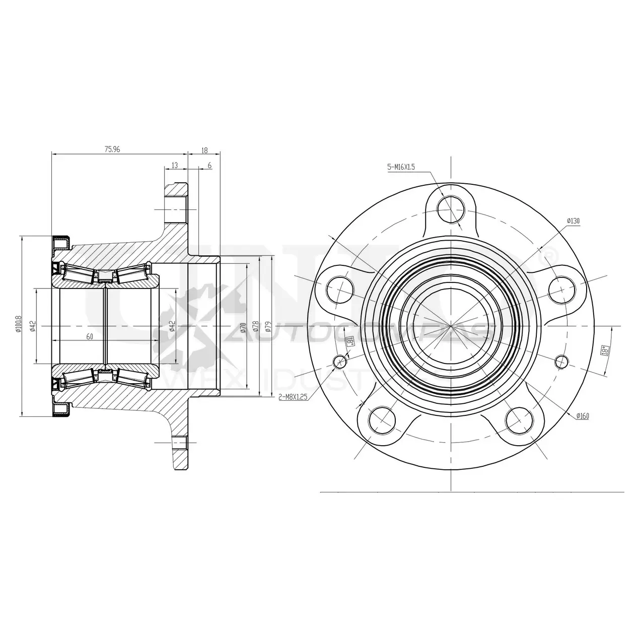 Ступица задняя (с ABS) UNIO 1441318724 HUB-20071 TSBX4 6