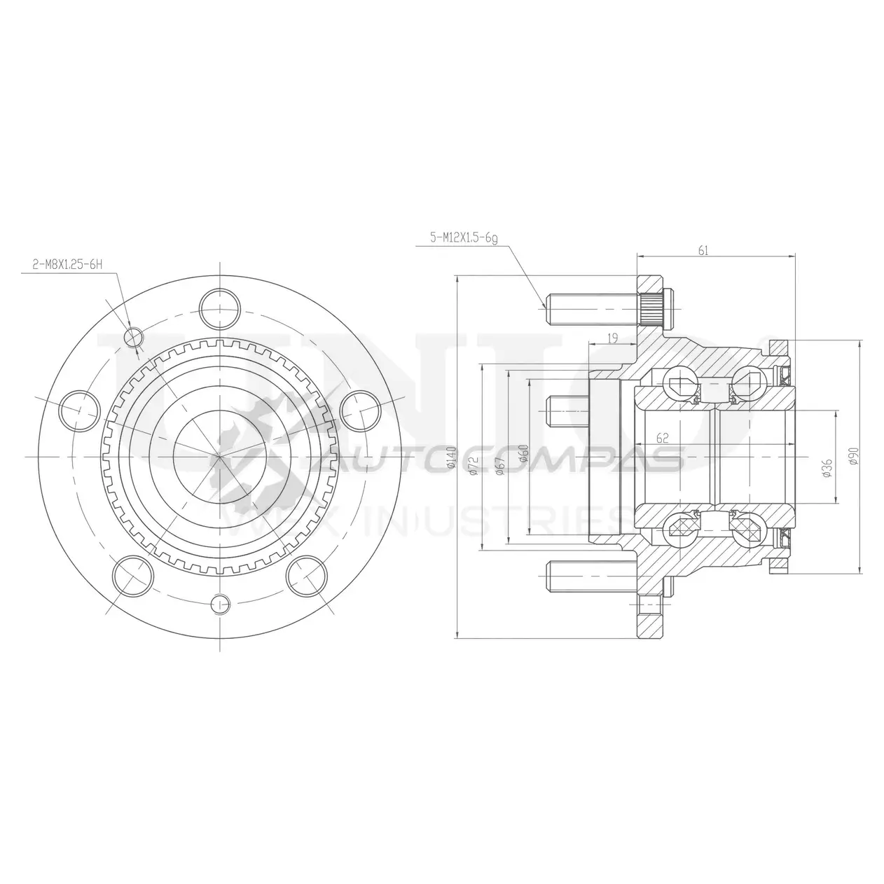 Ступица задняя (с ABS) UNIO 1F395P I HUB-20097 1441318741