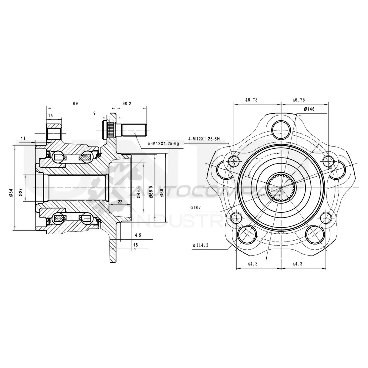 Ступица задняя (с ABS) UNIO HUB-20068 C42ZG 42 1441318743