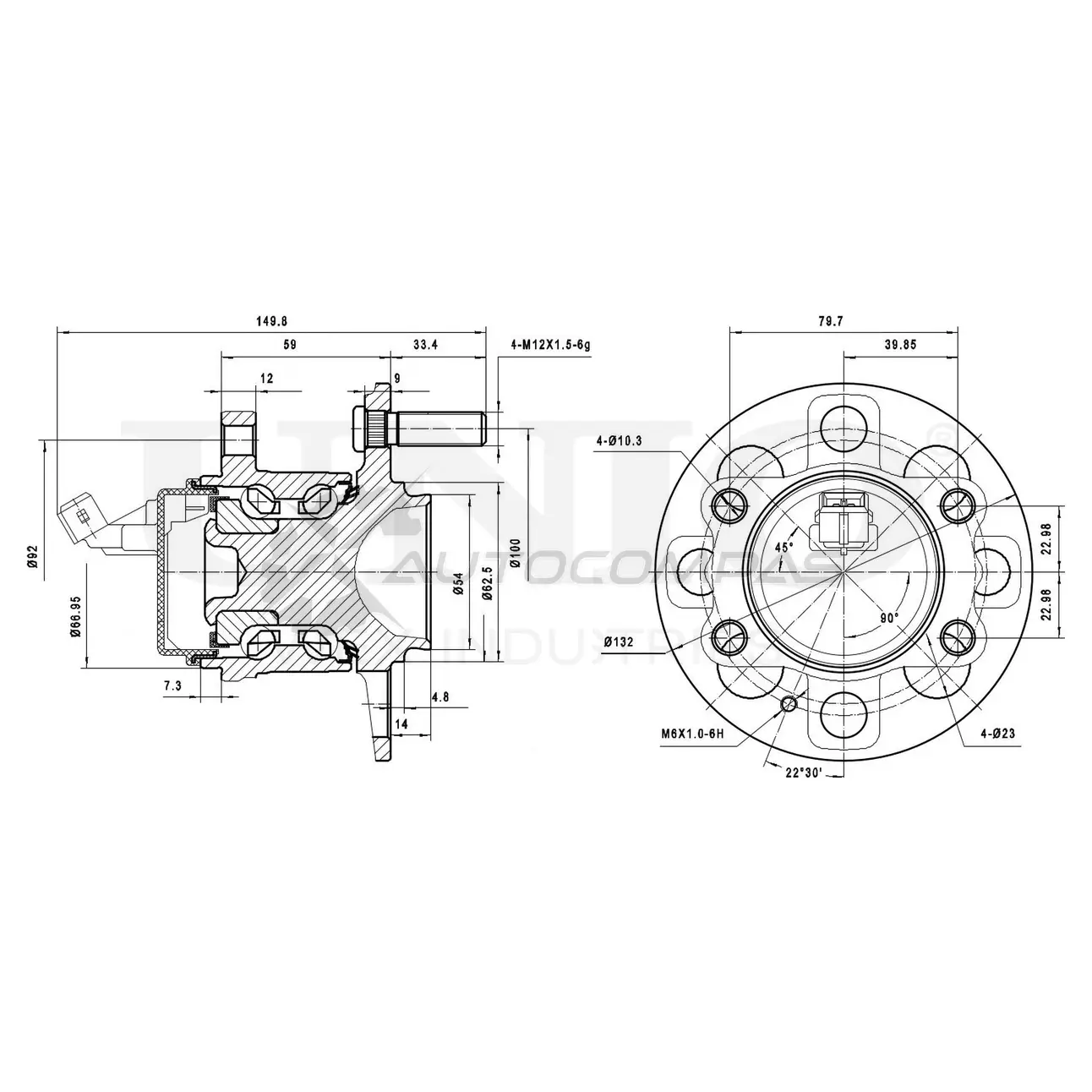 Ступица задняя (с ABS) UNIO HUB-20273 BE LIM 1441318752