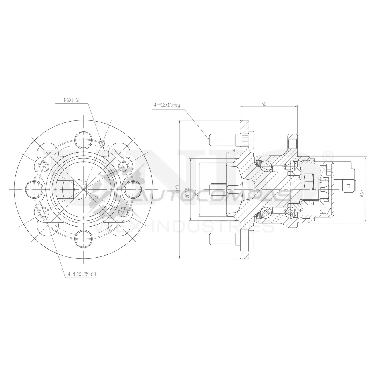 Ступица задняя (с ABS) UNIO HUB-20233 I9 YYXO6 1441318766