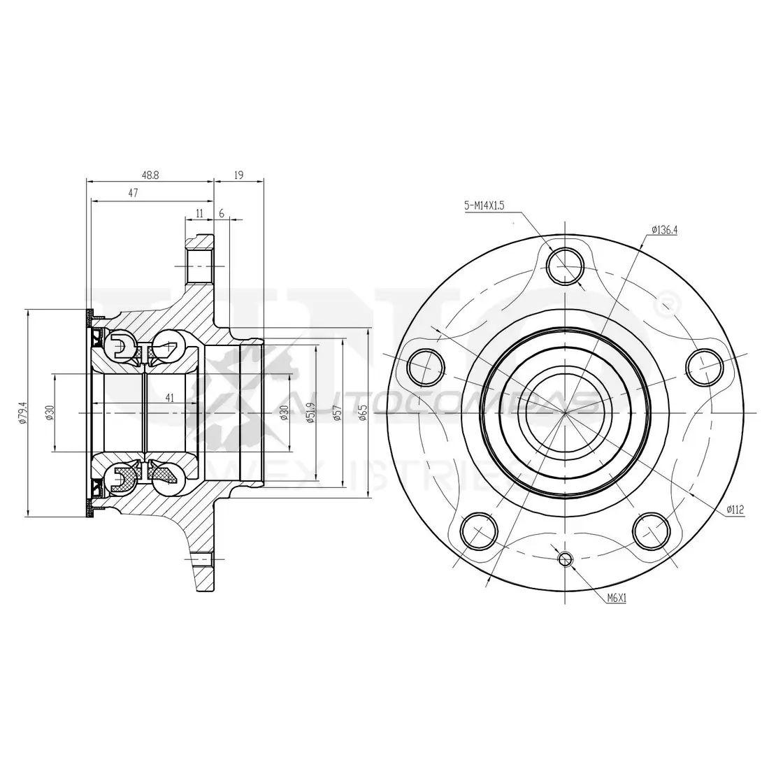 Ступица задняя (с ABS) UNIO W V1GTWE 1441318771 HUB-20029 изображение 0