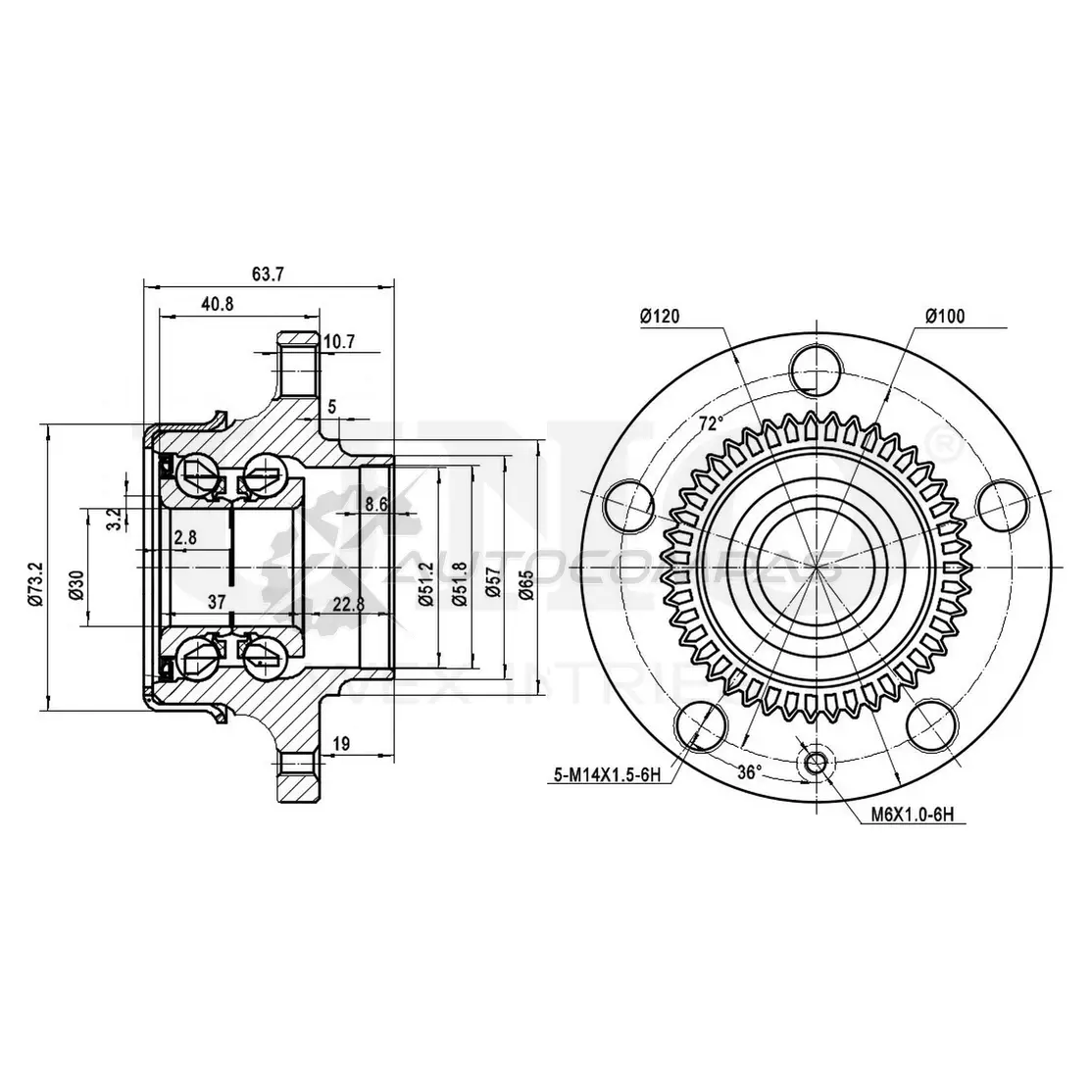 Ступица задняя (с ABS) UNIO 1441318772 9MGC A HUB-20014