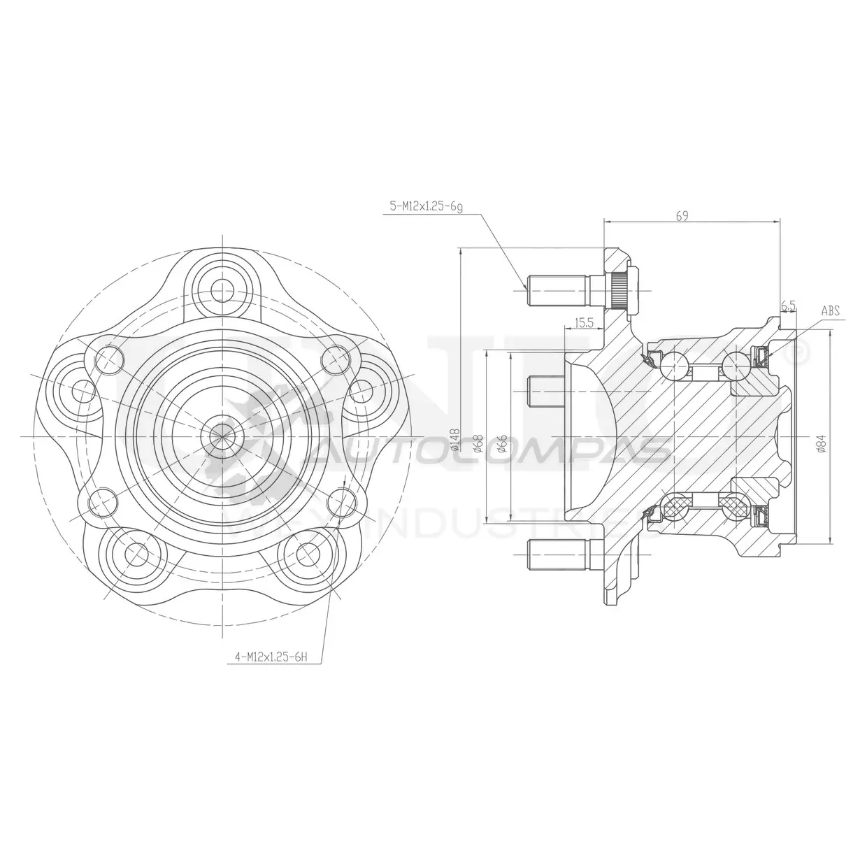 Ступица задняя (с ABS) UNIO M7D K9O HUB-20102 1441318778