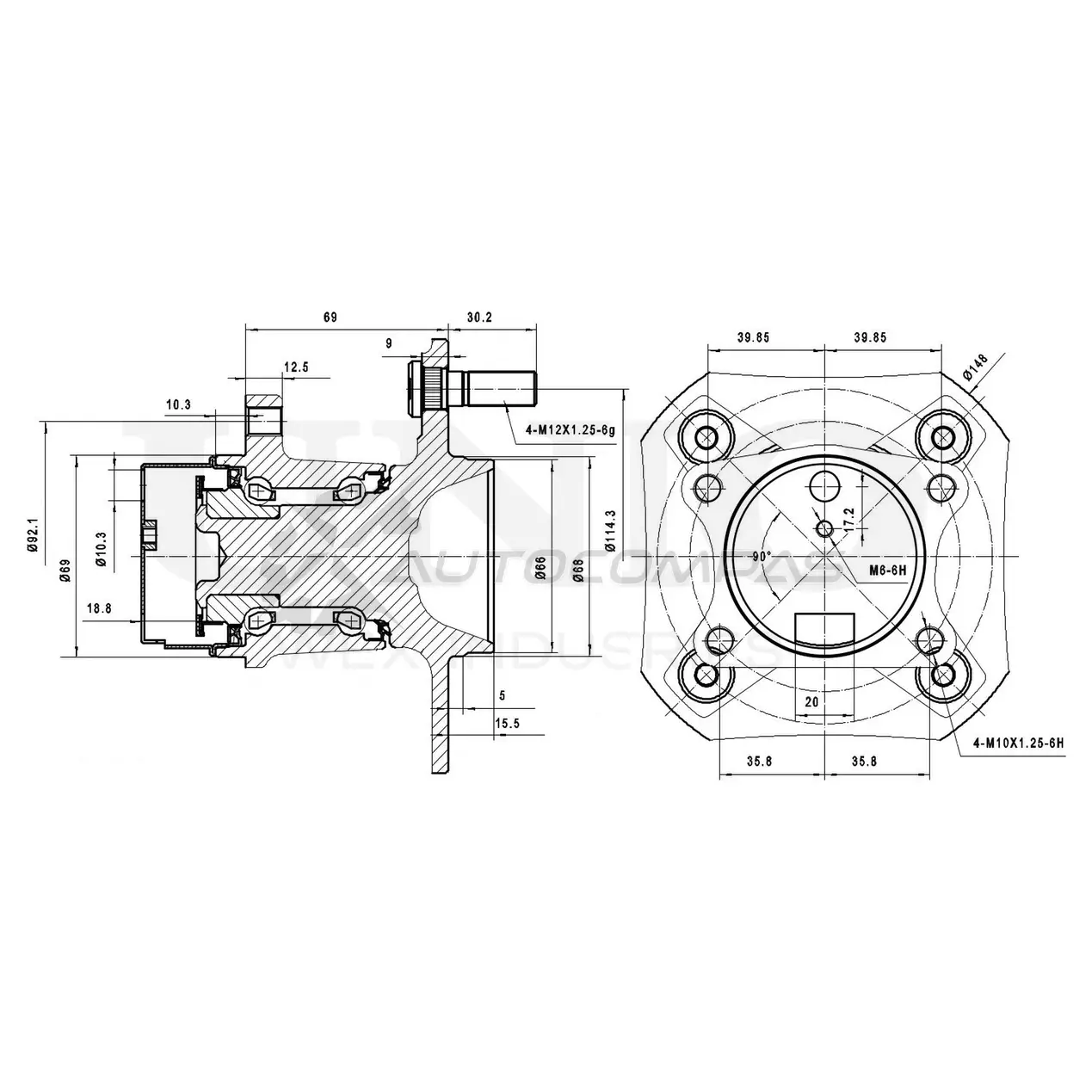 Ступица задняя (с ABS) UNIO 1441318783 HUB-20208 RTQ1 JA