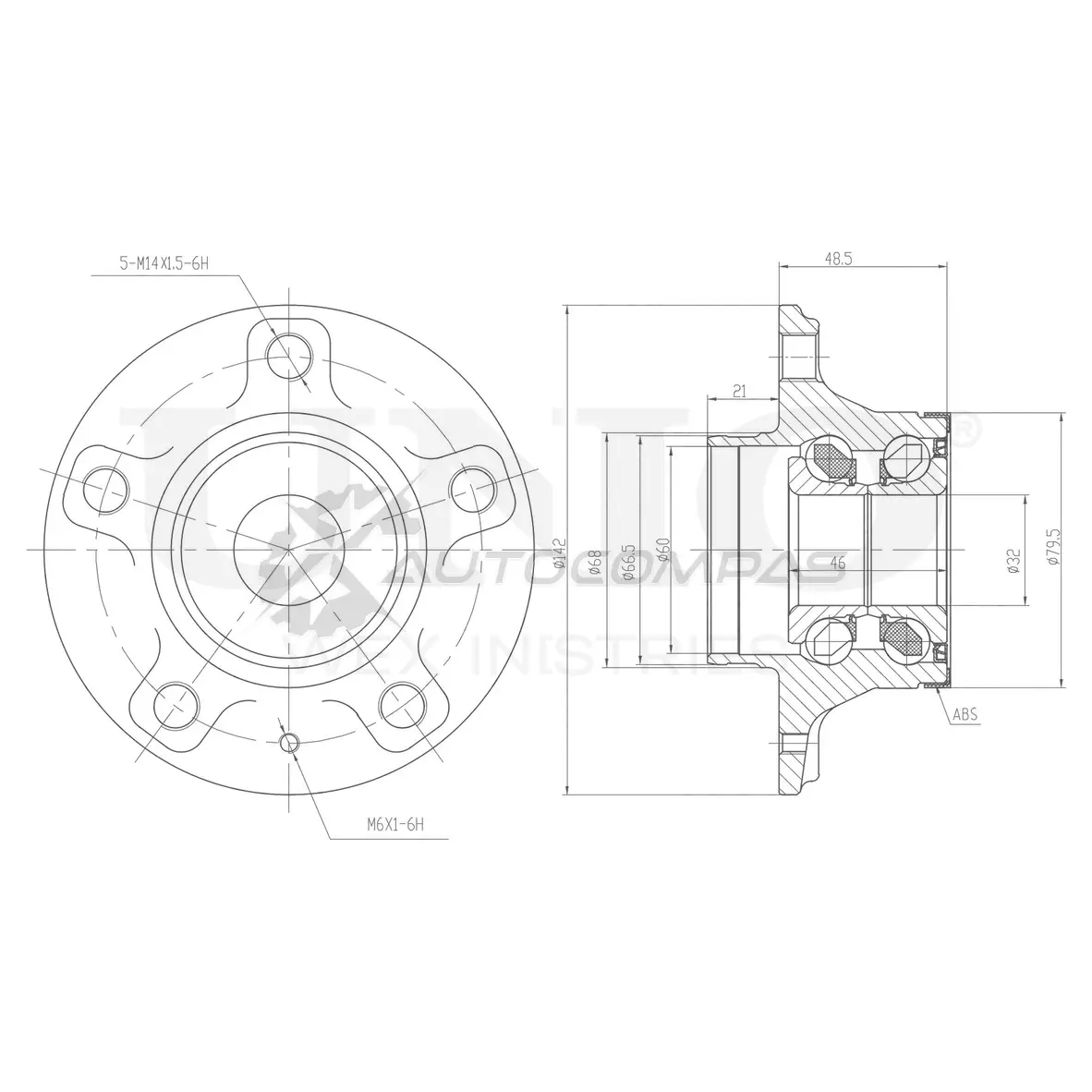 Ступица задняя (с ABS) UNIO 5 F4XAR HUB-20263 1441318785