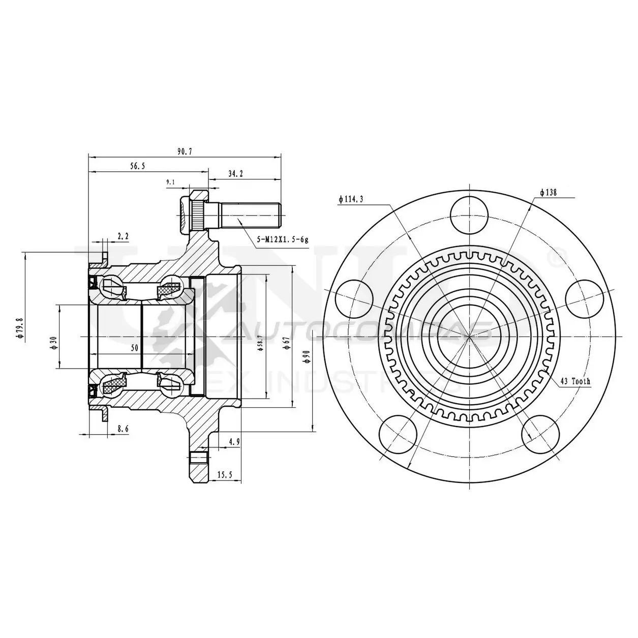 Ступица задняя (с ABS) UNIO HUB-20230 CP 8OPDU 1441318788