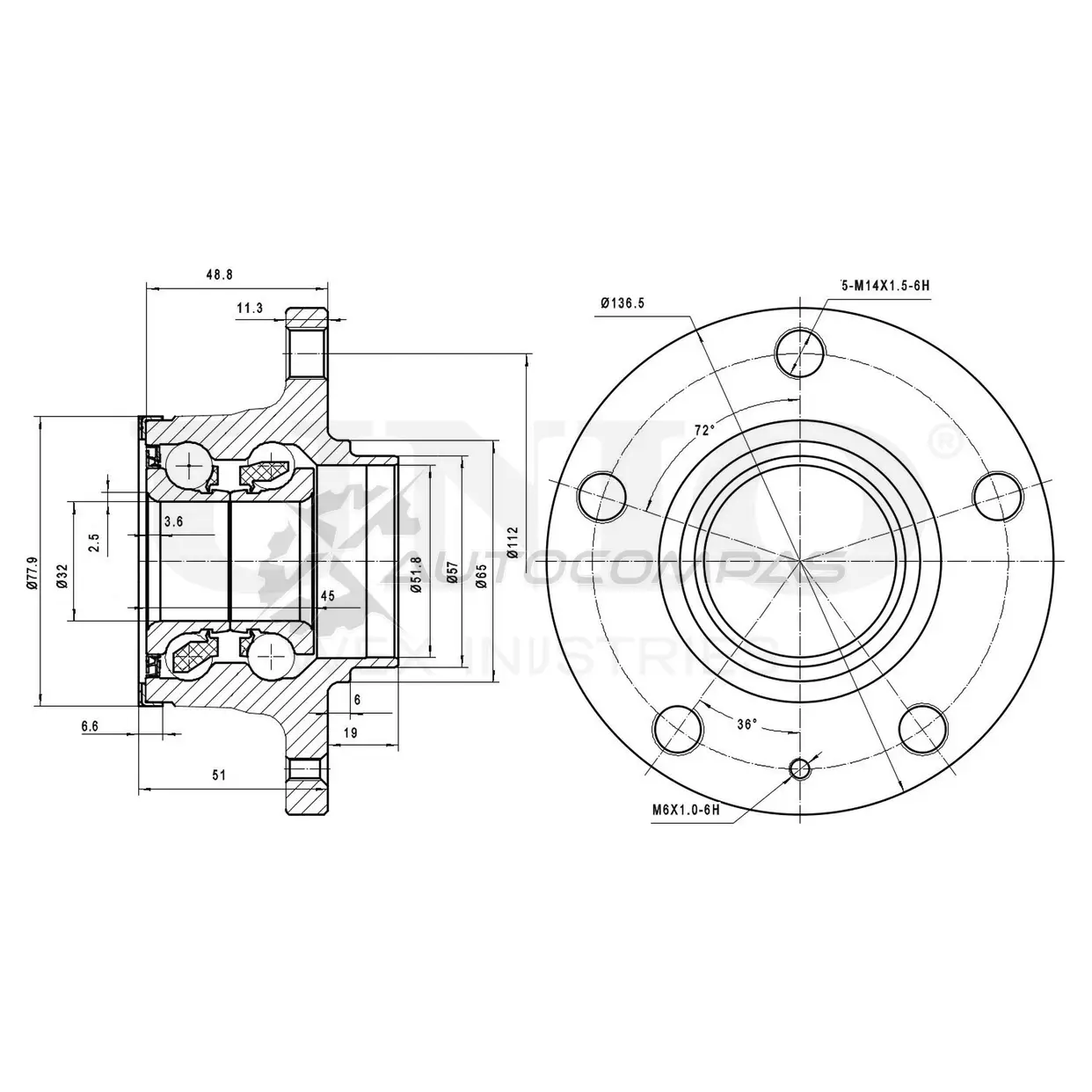 Ступица задняя (с ABS) UNIO FU WP9Y HUB-20006 1441318793