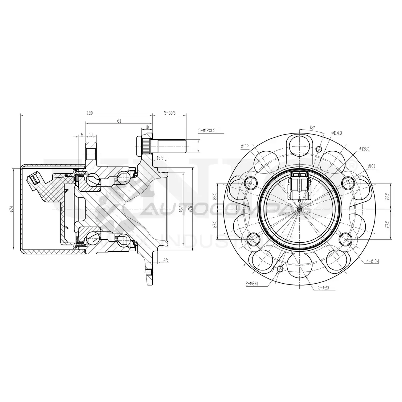 Ступица задняя (с ABS) UNIO 1441318798 KDT SZV HUB-20265