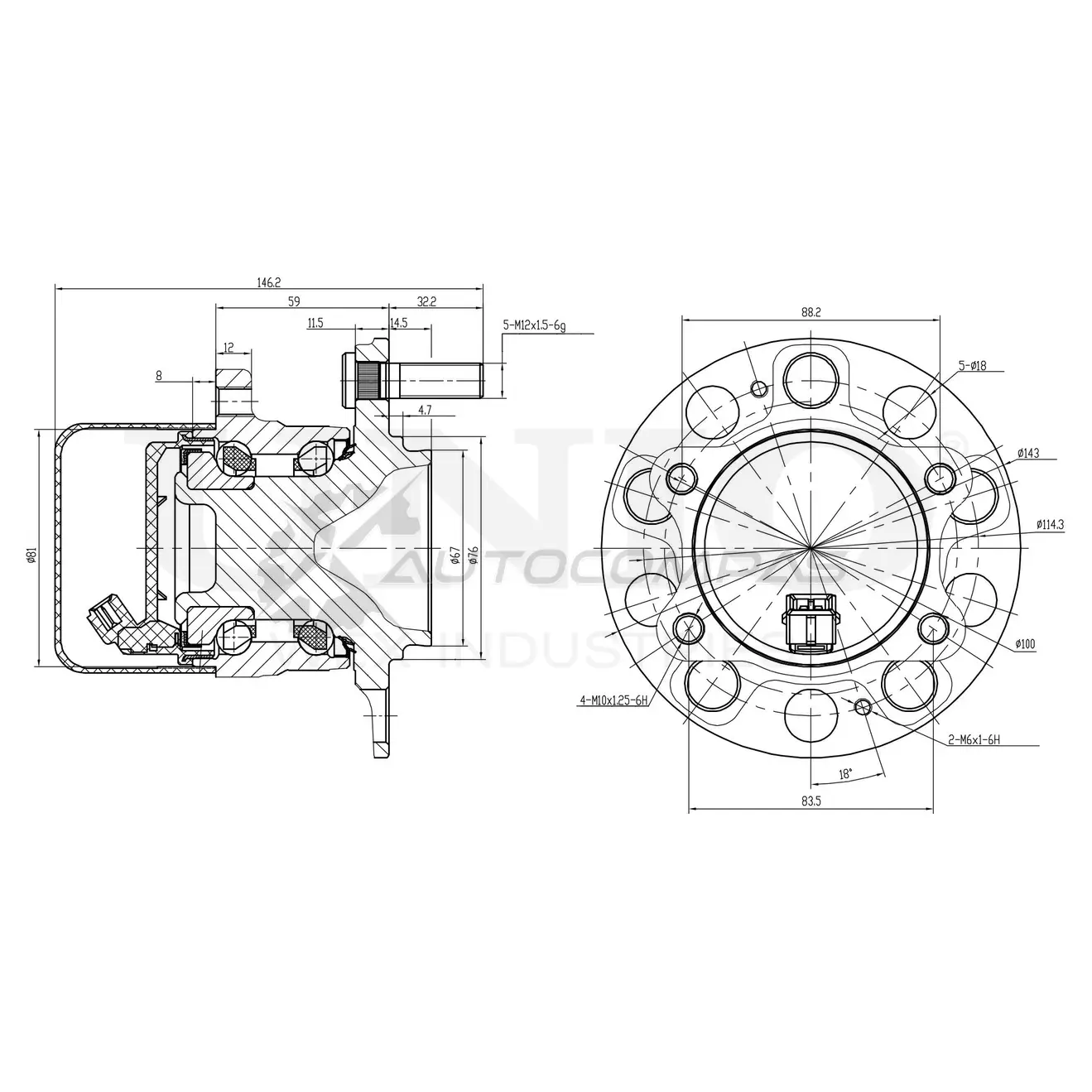 Ступица задняя (с ABS) UNIO HUB-20228 2 RPI6T 1441318802
