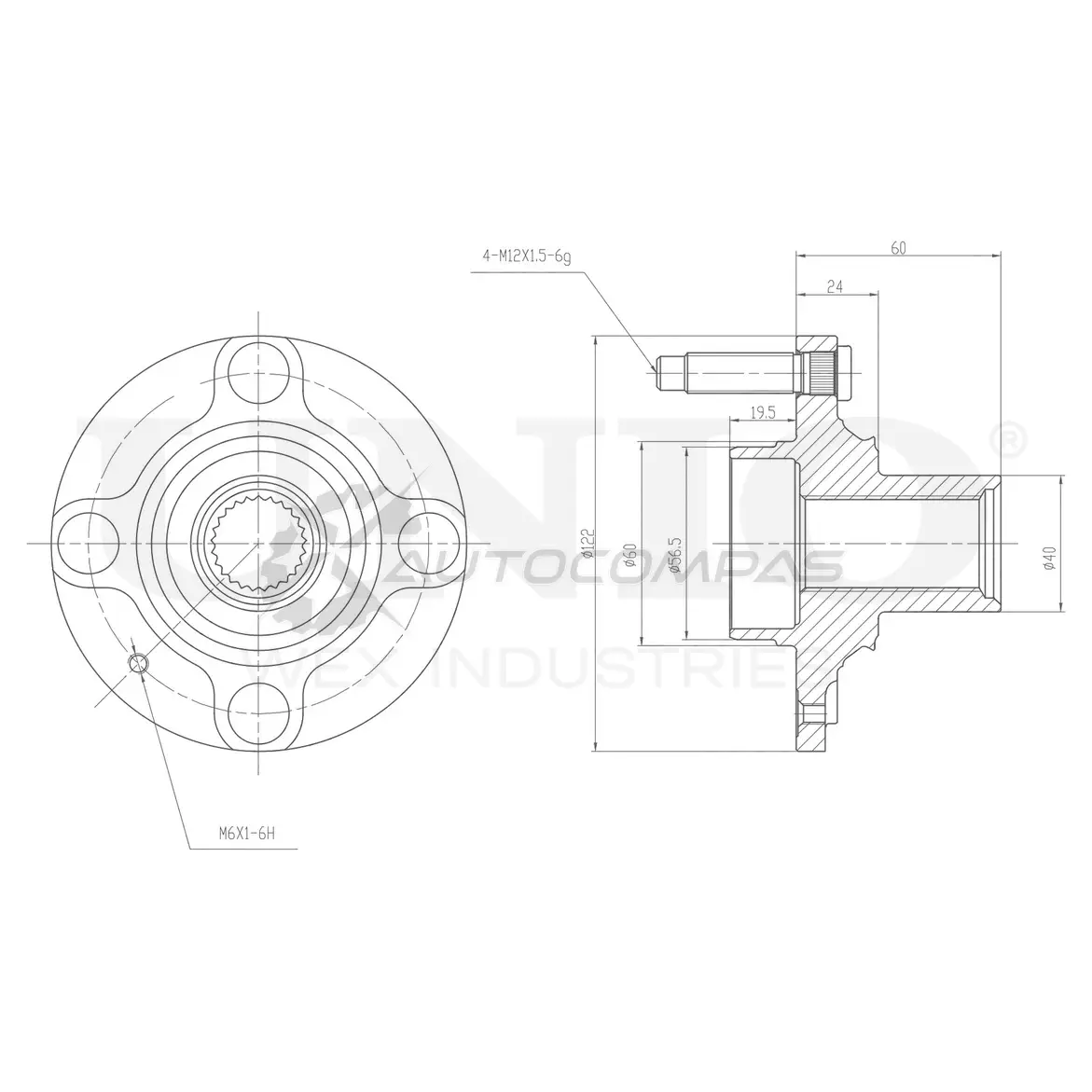 Ступица передняя (без ABS) UNIO 1441318834 HUB-20213 1 CSV5MV