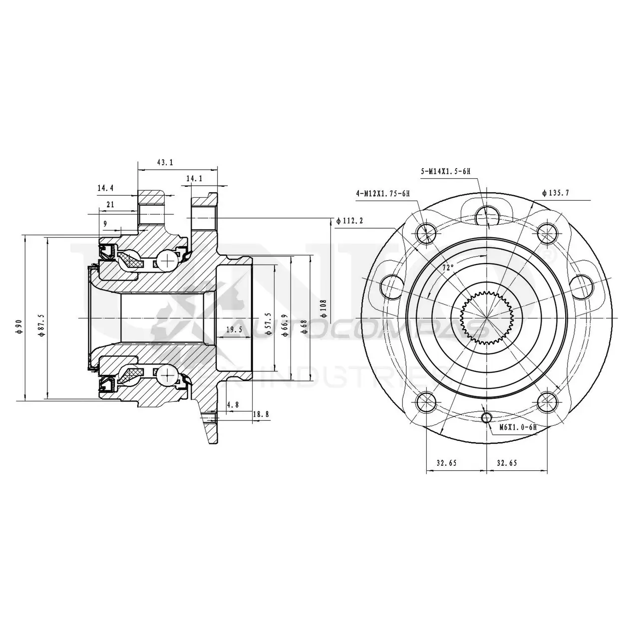 Ступица передняя (без ABS) UNIO 1441318838 TRWN WZ HUB-20220