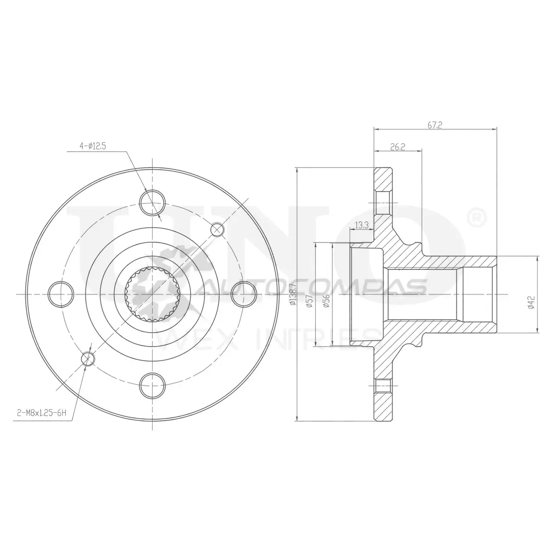 Ступица передняя (без ABS) UNIO 1441318850 KMF9Y CO HUB-20238