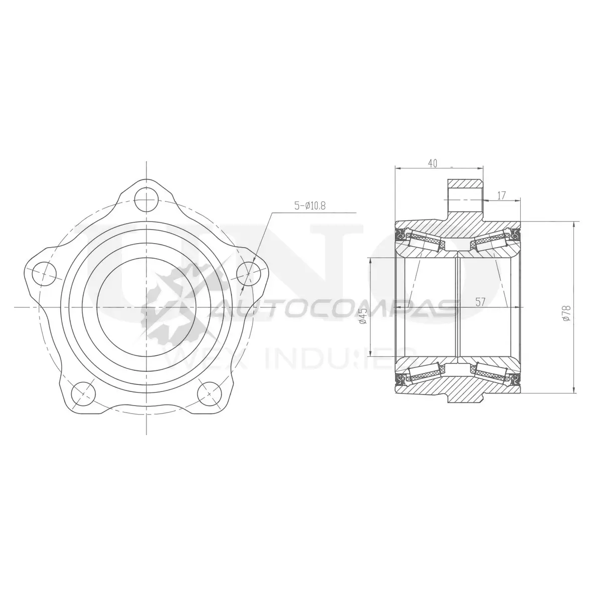 Ступица передняя (без ABS) UNIO HUB-20023 SLQJ H9 1441318854 изображение 0