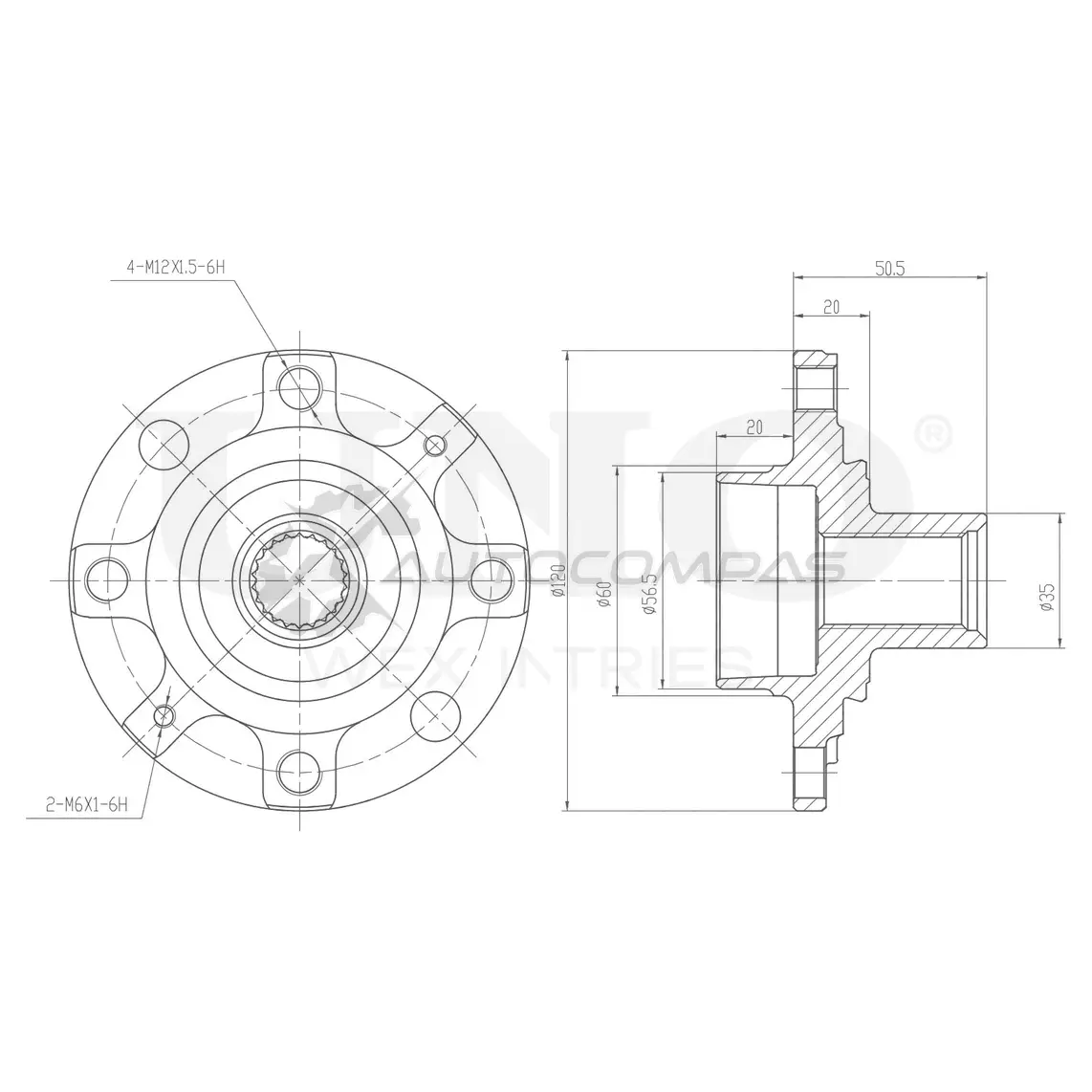 Ступица передняя (без ABS) UNIO HUB-20271 1441318856 J QX9Z1