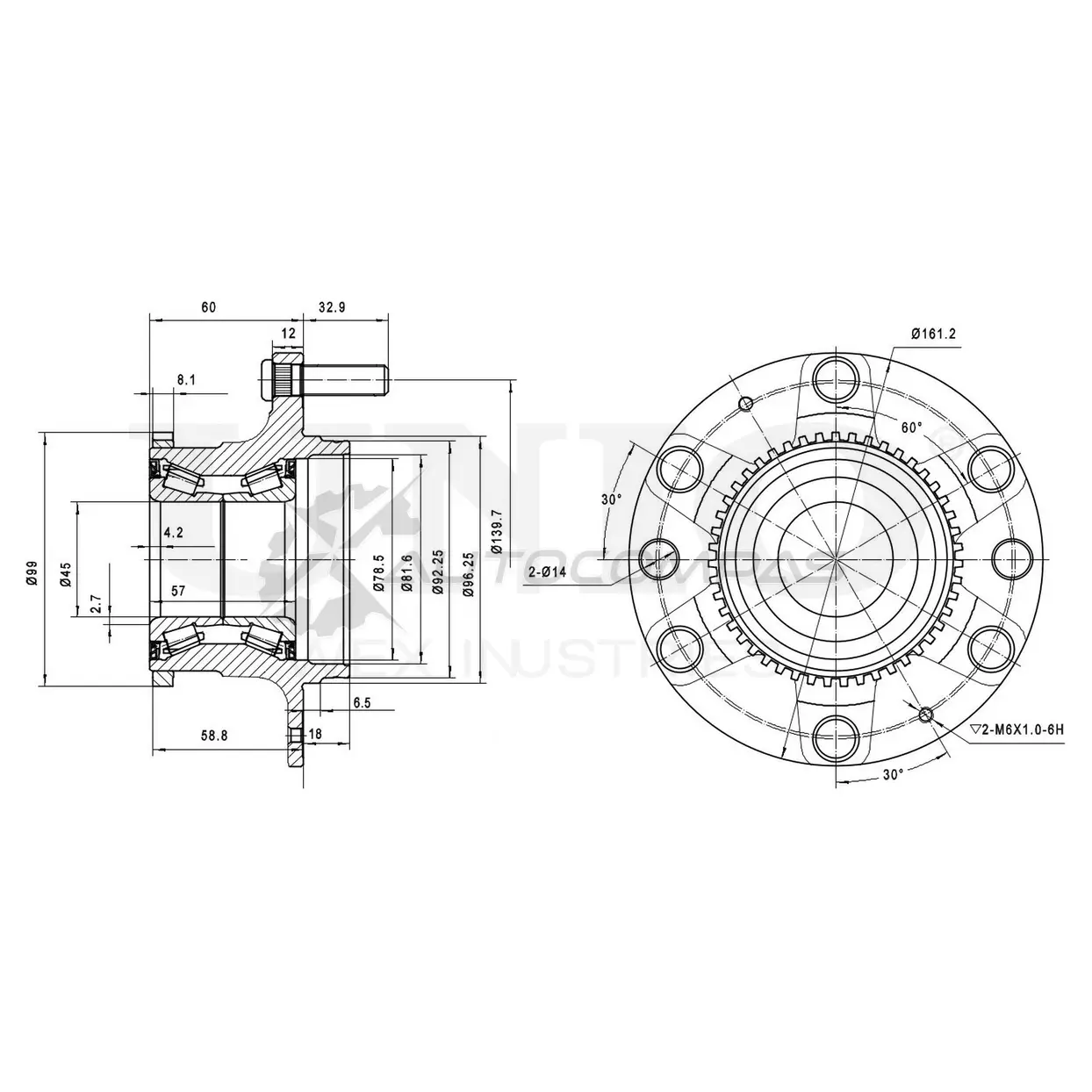 Ступица передняя (с ABS) UNIO 5OC47 0 HUB-20132 1441318883