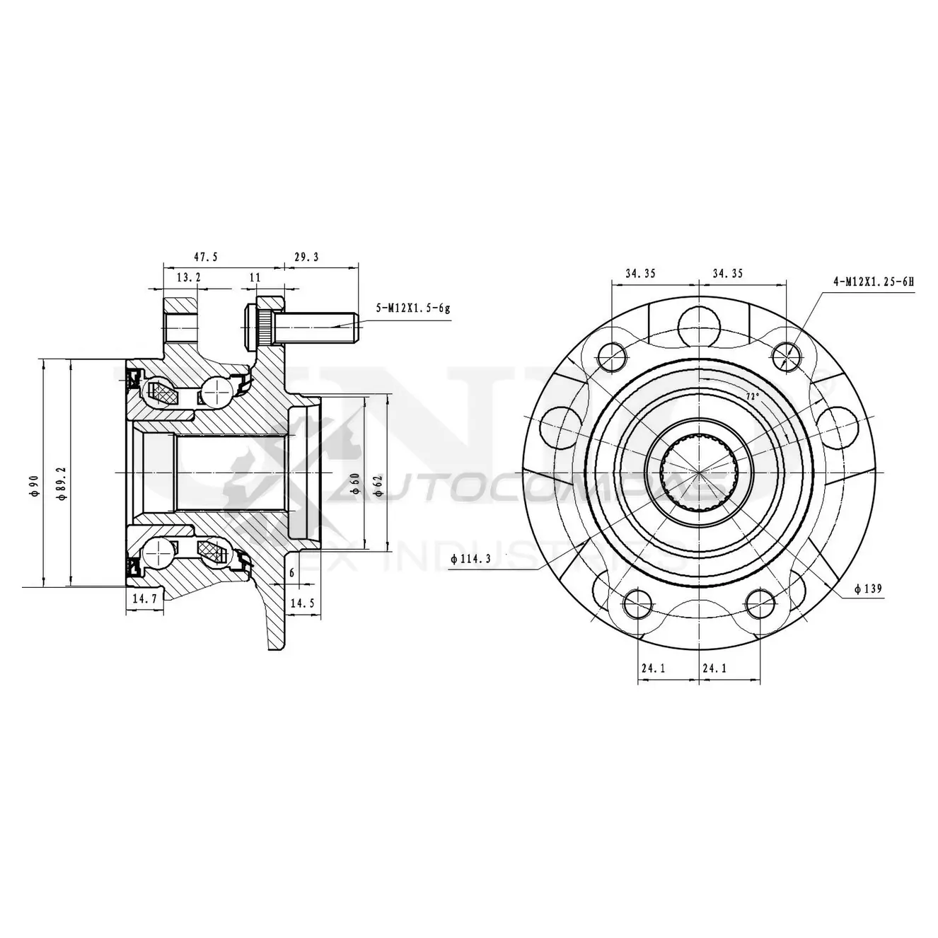 Ступица передняя (с ABS) UNIO GOP R5Y HUB-20155 1441318890