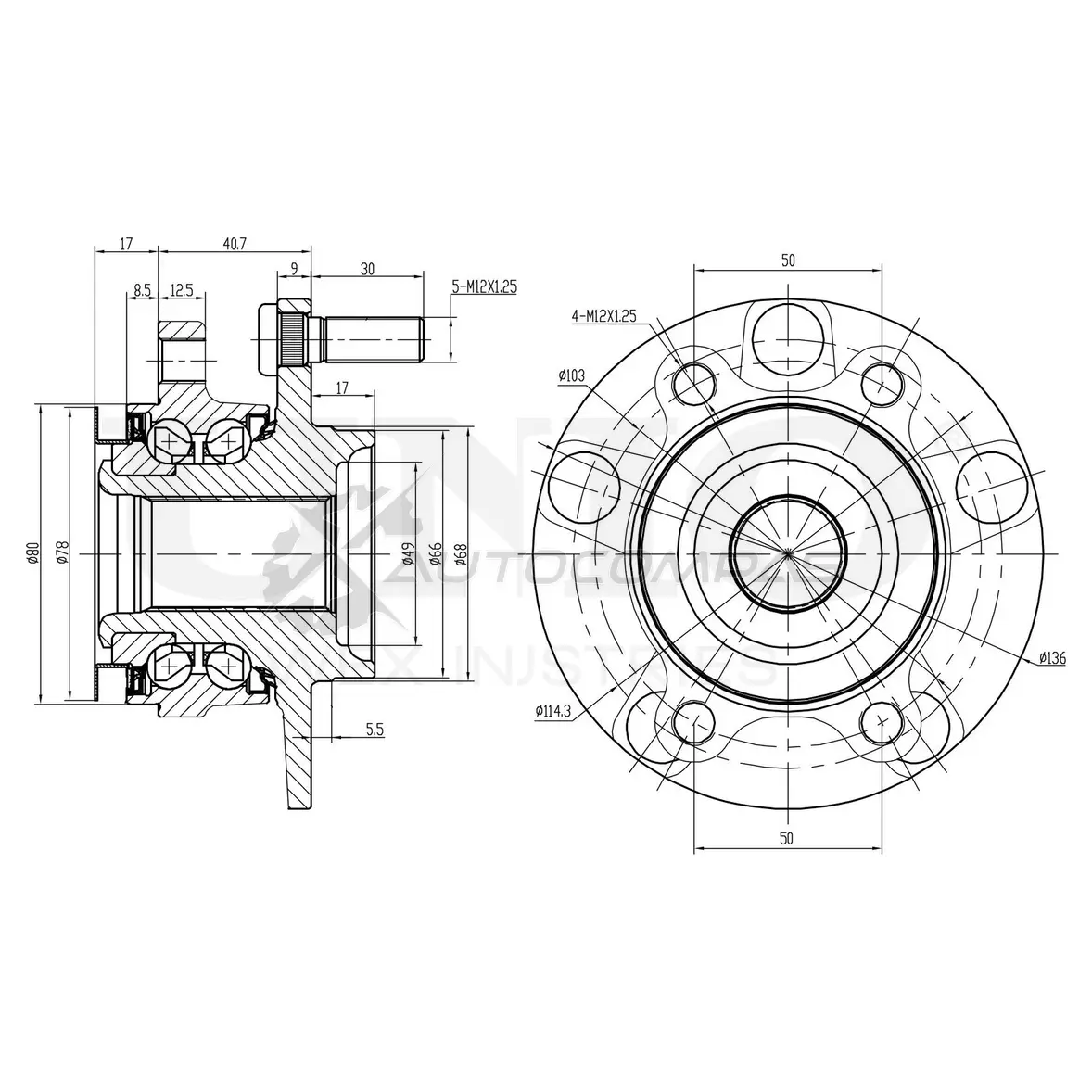 Ступица передняя (с ABS) UNIO 65M Y15T HUB-20009 1441318893 изображение 0