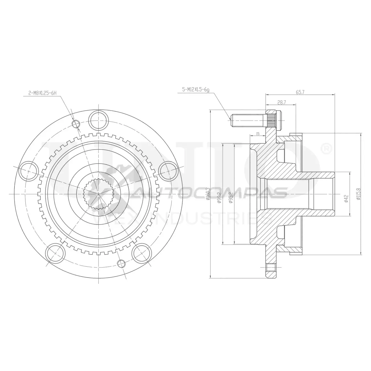 Ступица передняя (с ABS) UNIO 1441318897 V UN9W4 HUB-20270