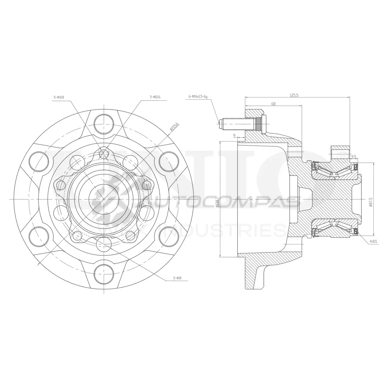 Ступица передняя (с ABS) UNIO 1441318904 AI 1PNO HUB-20200