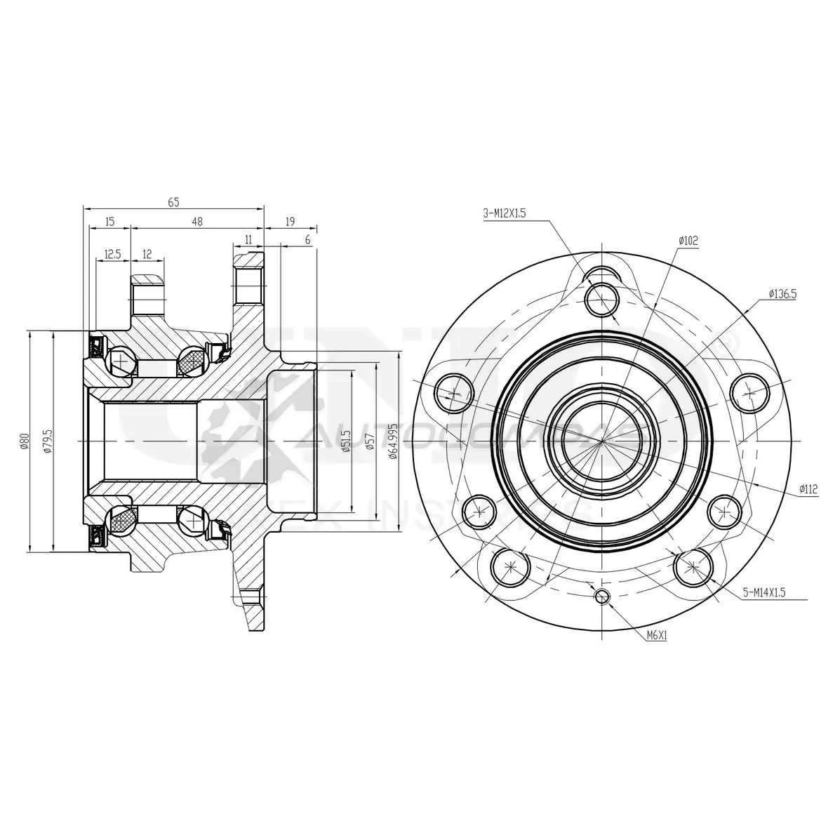 Ступица передняя (с ABS) UNIO 1441318905 V748 DVO HUB-20004
