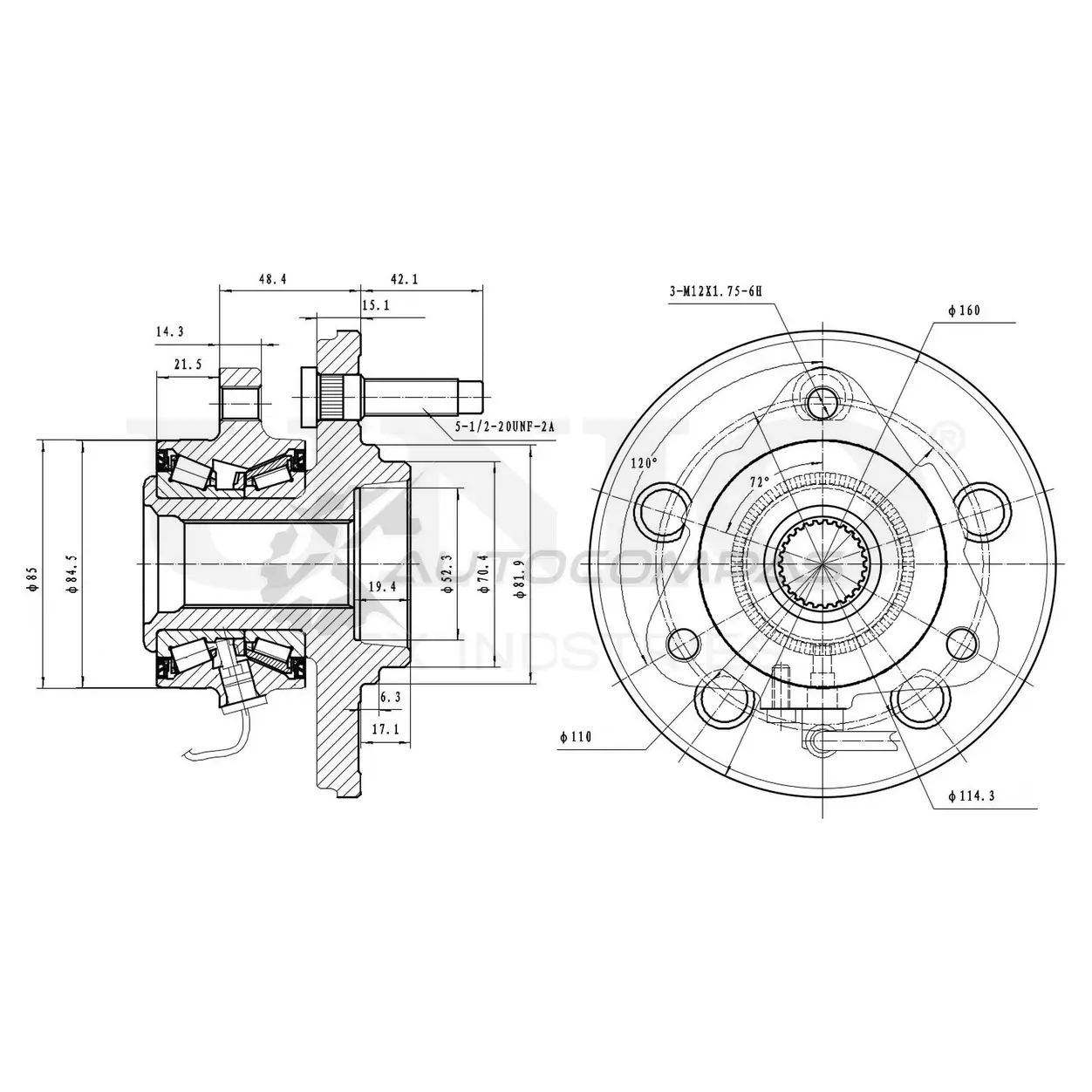 Ступица передняя (с ABS) UNIO 1441318910 1Z4KO A3 HUB-20194