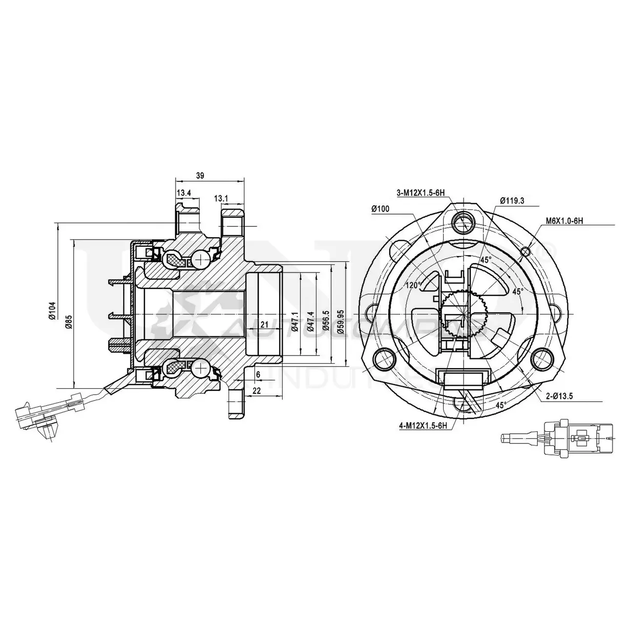 Ступица передняя (с ABS) UNIO HUB-20024 1441318929 CRP ZC